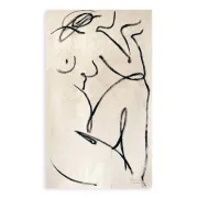 Female painting on unprimed canvas