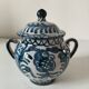Fajalauza earthenware sugar bowl with handles, Granada, Spain, circa 1970