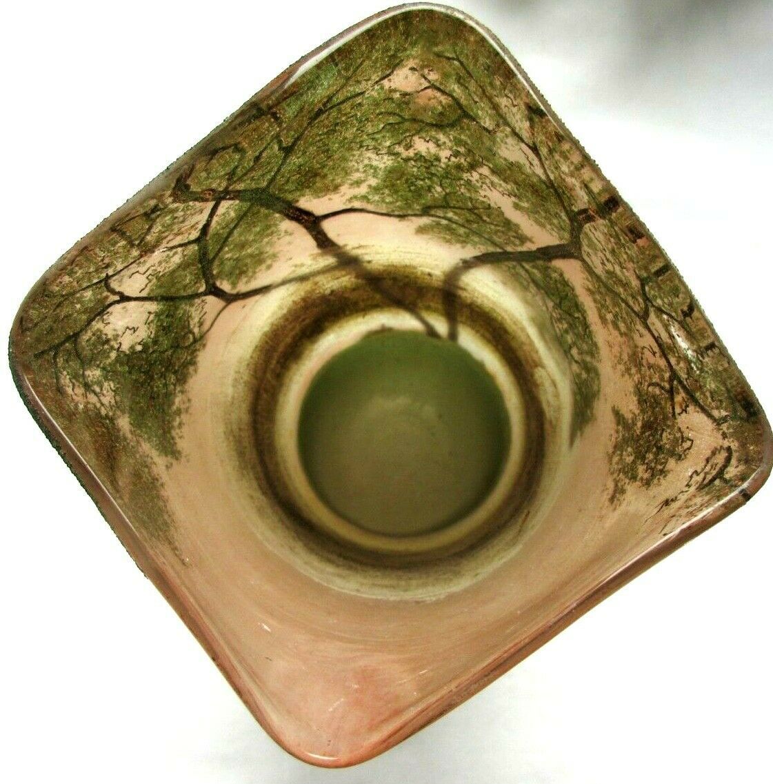 enamelled glass vase LEGRAS Lakescape, trees, Napoleon III boats