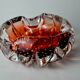 Vide-poche Sommerso bulles par Flavio Poli pour Seguso, verre de Murano rouge, Italie, 1970