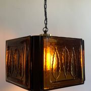 Mid Century Modern Erik Hoglund Amber Ceiling Lamp Glass Kosta Boda 1970s