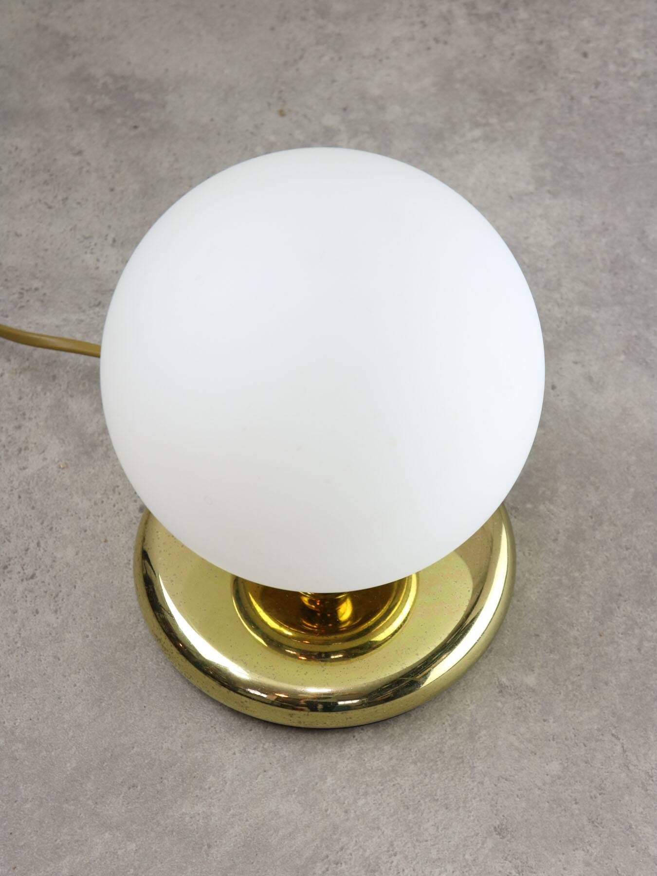 Vintage Golden Italian Metal and Opaline Table Lamp, 80s