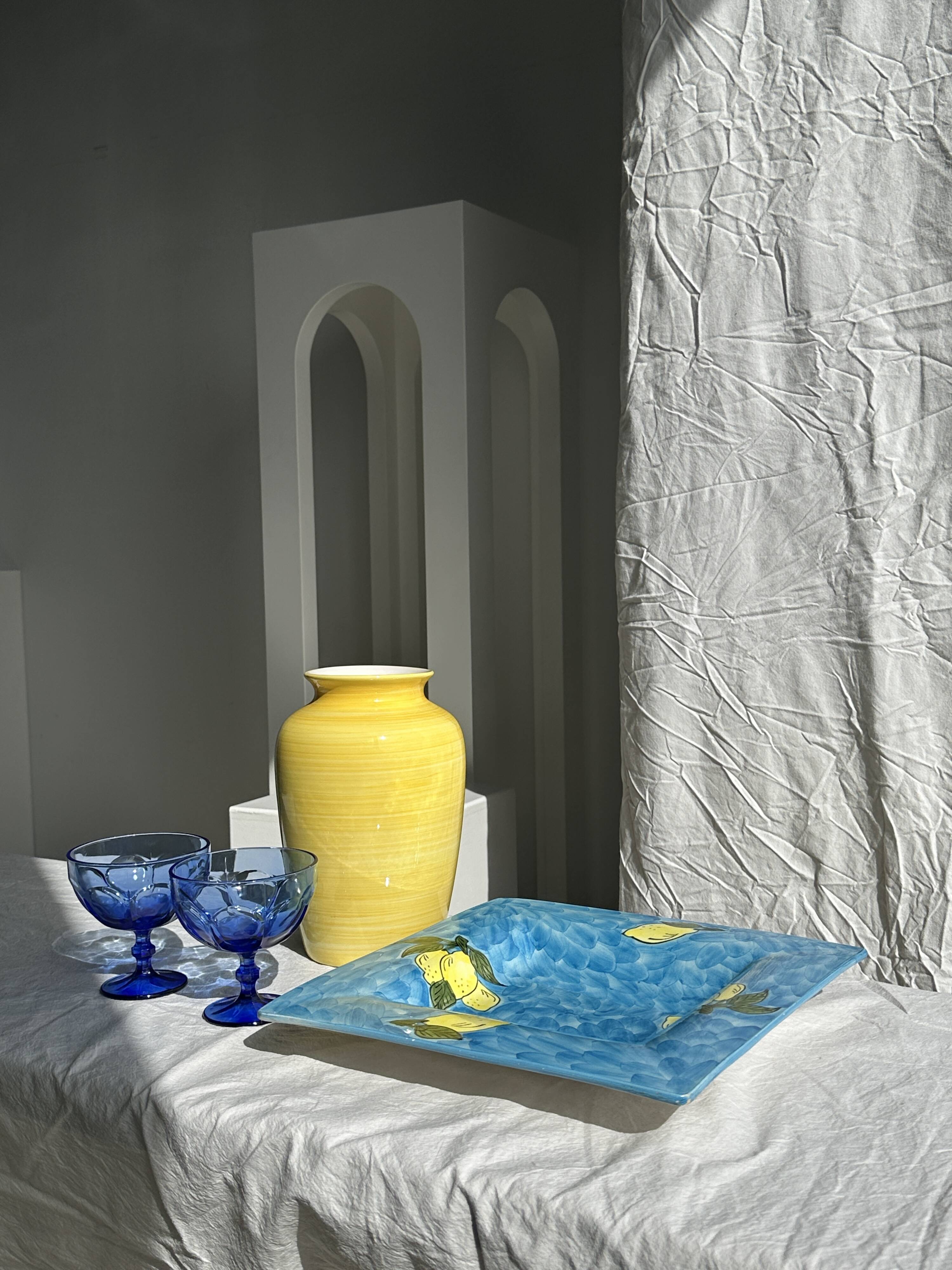 Large square dish with lemon pattern 33cm Aleya Slim