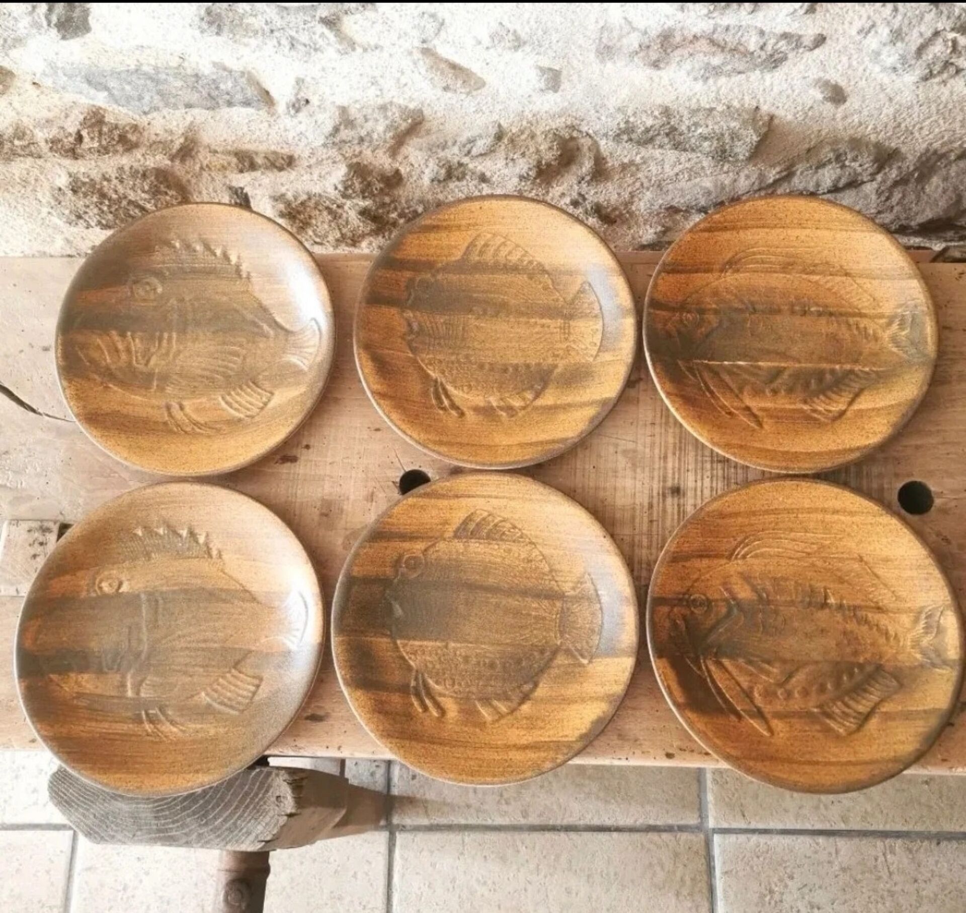 6 Assiettes Robert Picault, décor poisson