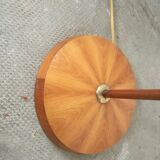 Wood and brass floor lamp