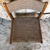 Set of 3 vintage 60s wooden fabric and tile chairs