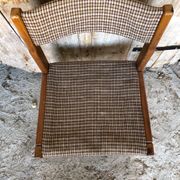 Set of 3 vintage 60s wooden fabric and tile chairs