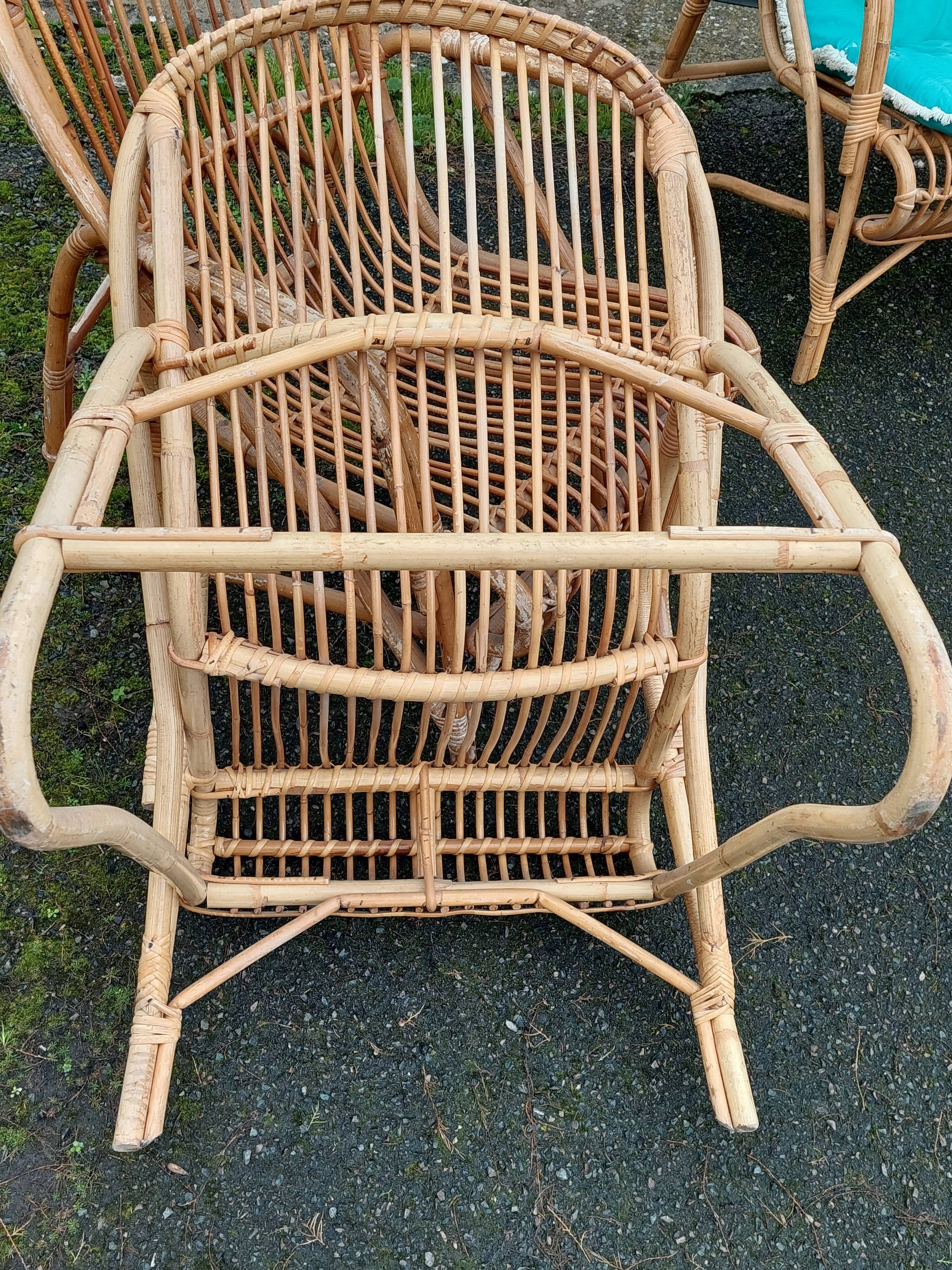 Paire de fauteuils rotin vintage