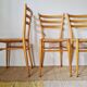 Set of 4 vintage Italian chairs in wood and straw.