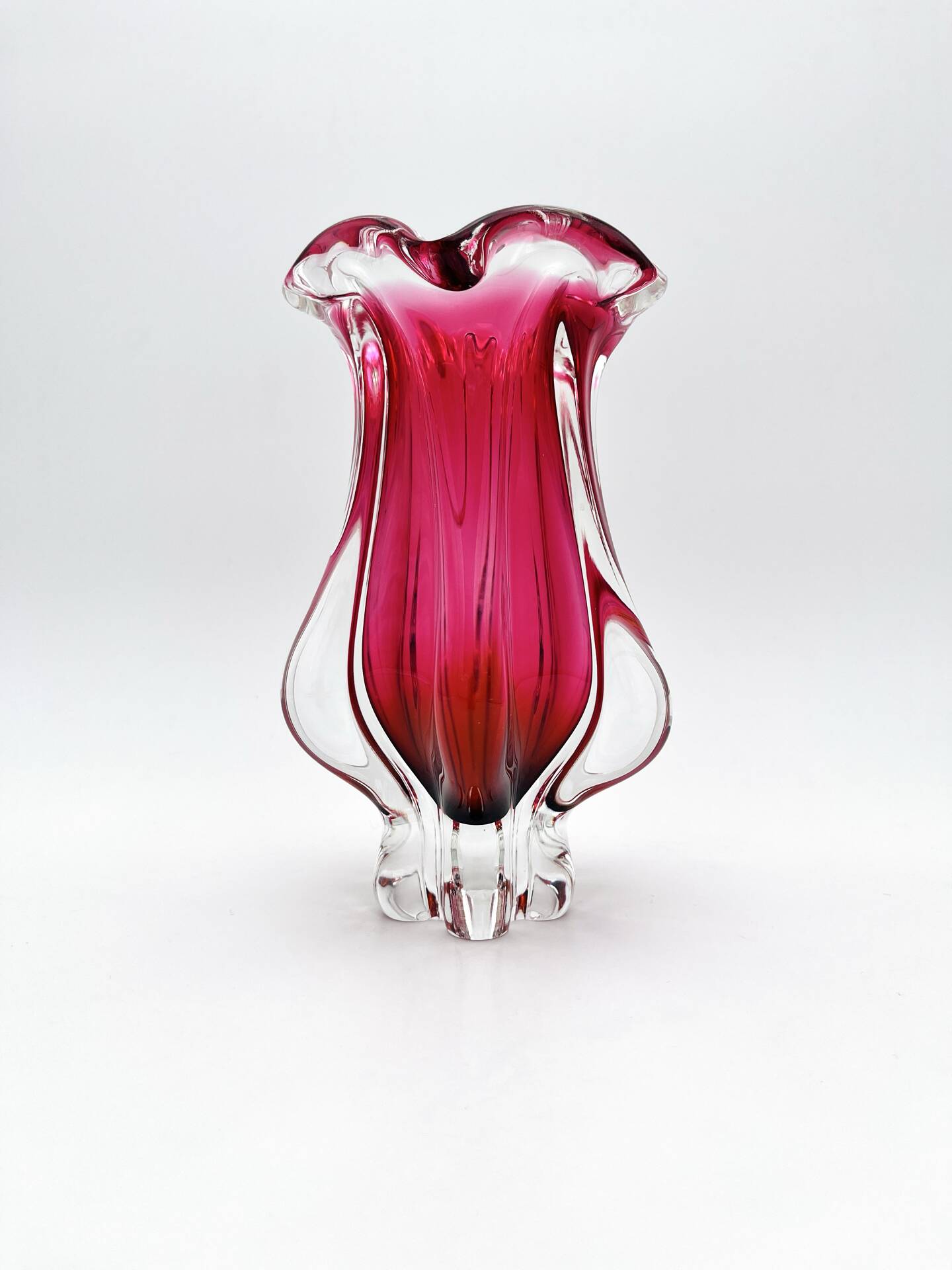 Organic Art Vase Josef Hospodka - Sommerso Ruby/Mandarin