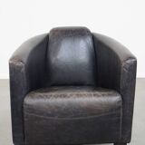 Black Cowhide Leather Aviator Armchair