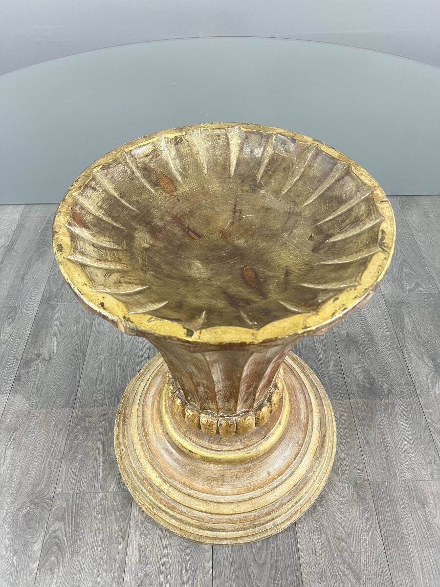 Table with a central carved wooden base, 20th century