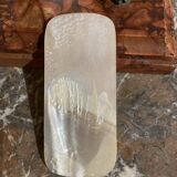 Mother-of-pearl carved plaque, two young girls bathing