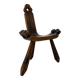 Brutalist hand carved oak Spanish tripod chair , 1970s