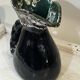 Sculptural pitcher Vallauris in glazed ceramic green and brown, France