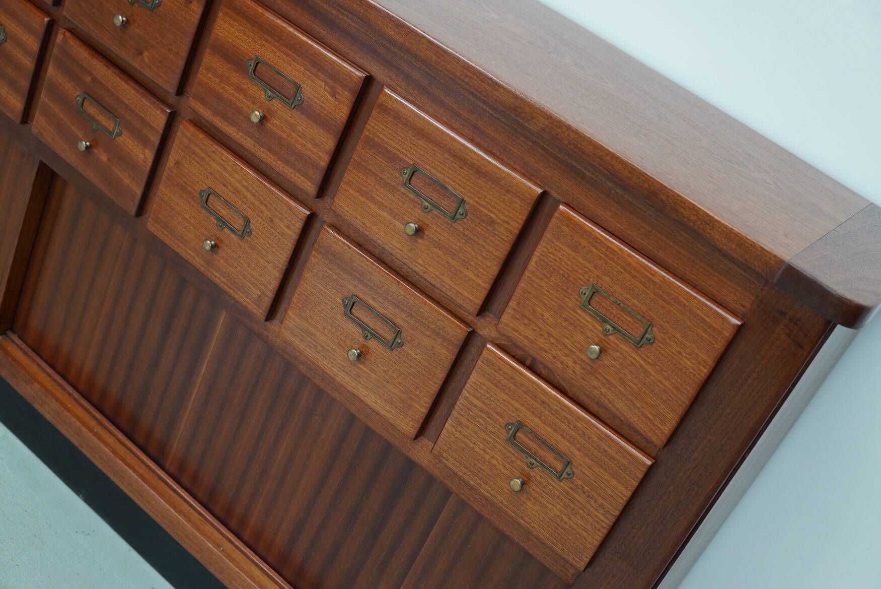 Vintage Mid-Century Dutch Hardwood Shop / Apothecary or Filing Cabinet