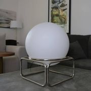 Lampe globe opaline chrome vintage