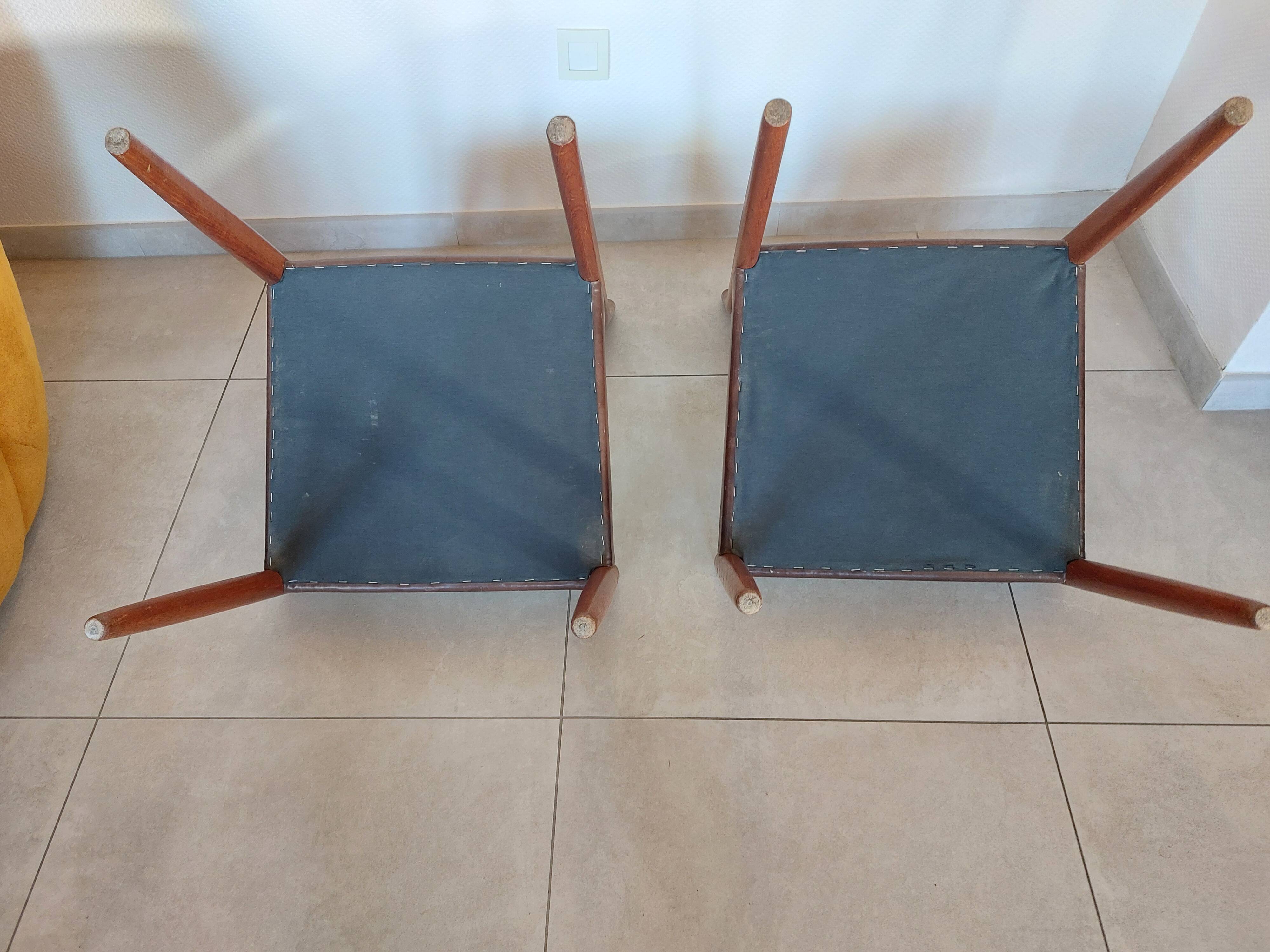 2 Fristho Franeker chairs, Scandinavian, teak and leather.