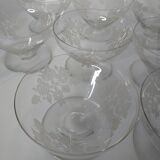 Engraved glass champagne glasses