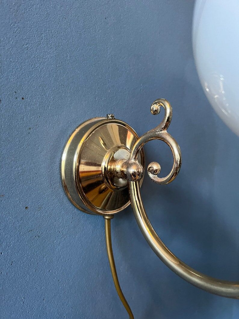 Set of 2 wall lights Hollywood Regency opal glass