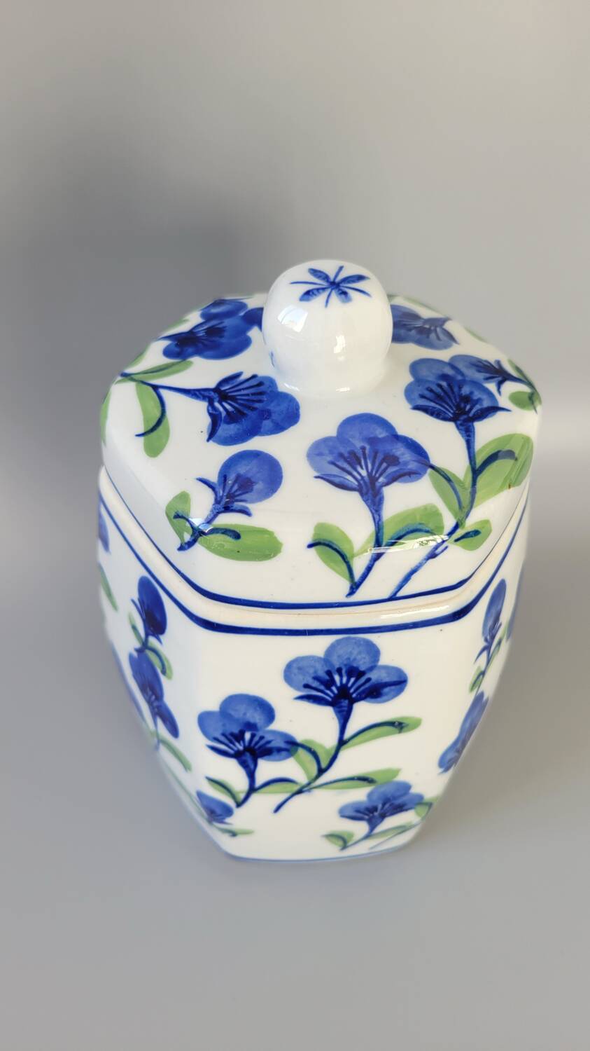 Blue and green ceramic pot