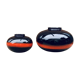 A pair of black and red spherical vases by Bay Keramik, West Germany, from the 1960s.