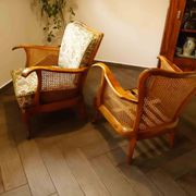 Set of 2 German Chippendale Cane Armchairs by Adolf Wrenger