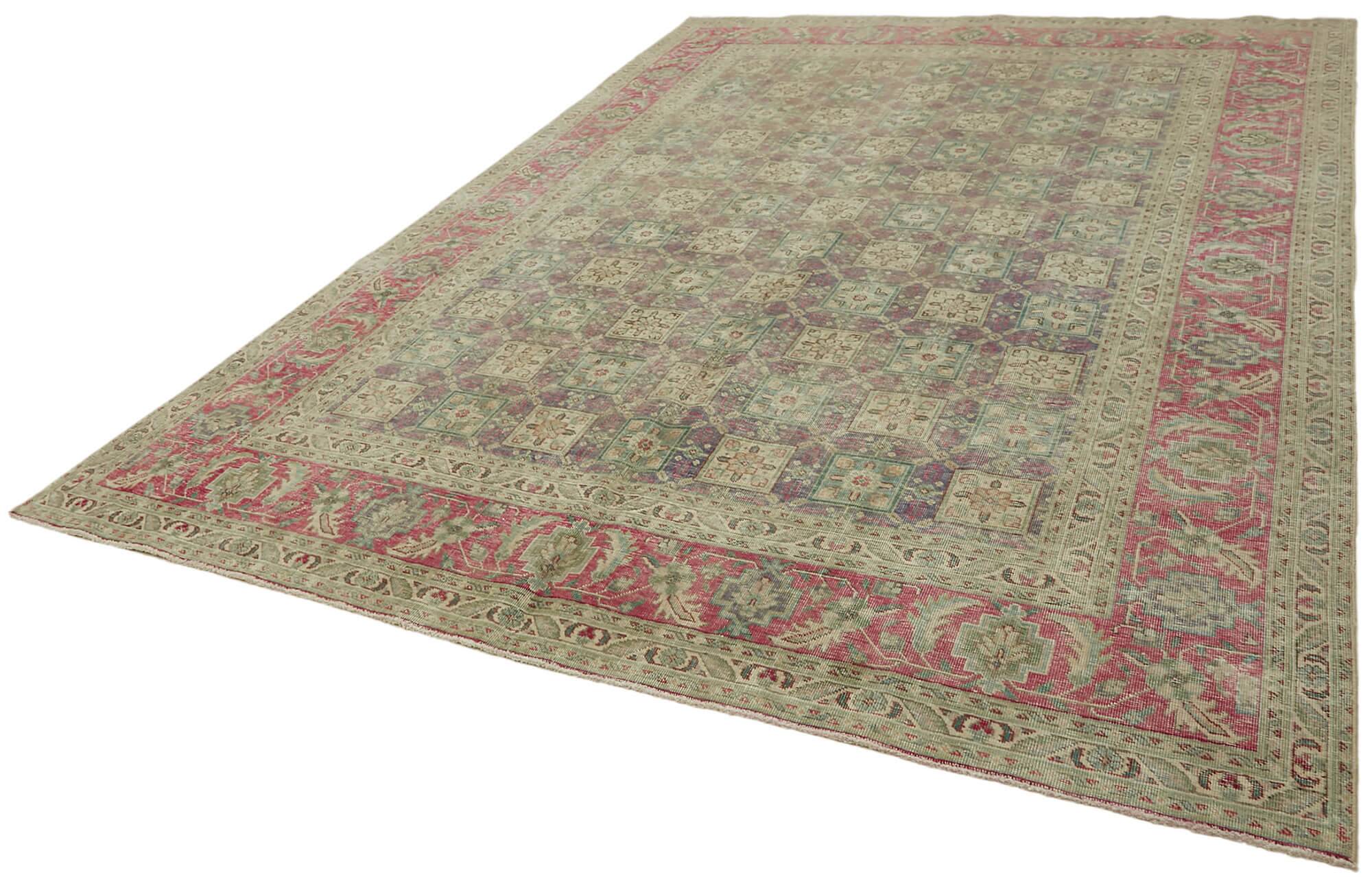 Hand-Knotted Persian Antique 1970s 241 cm x 340 cm Beige Wool Carpet