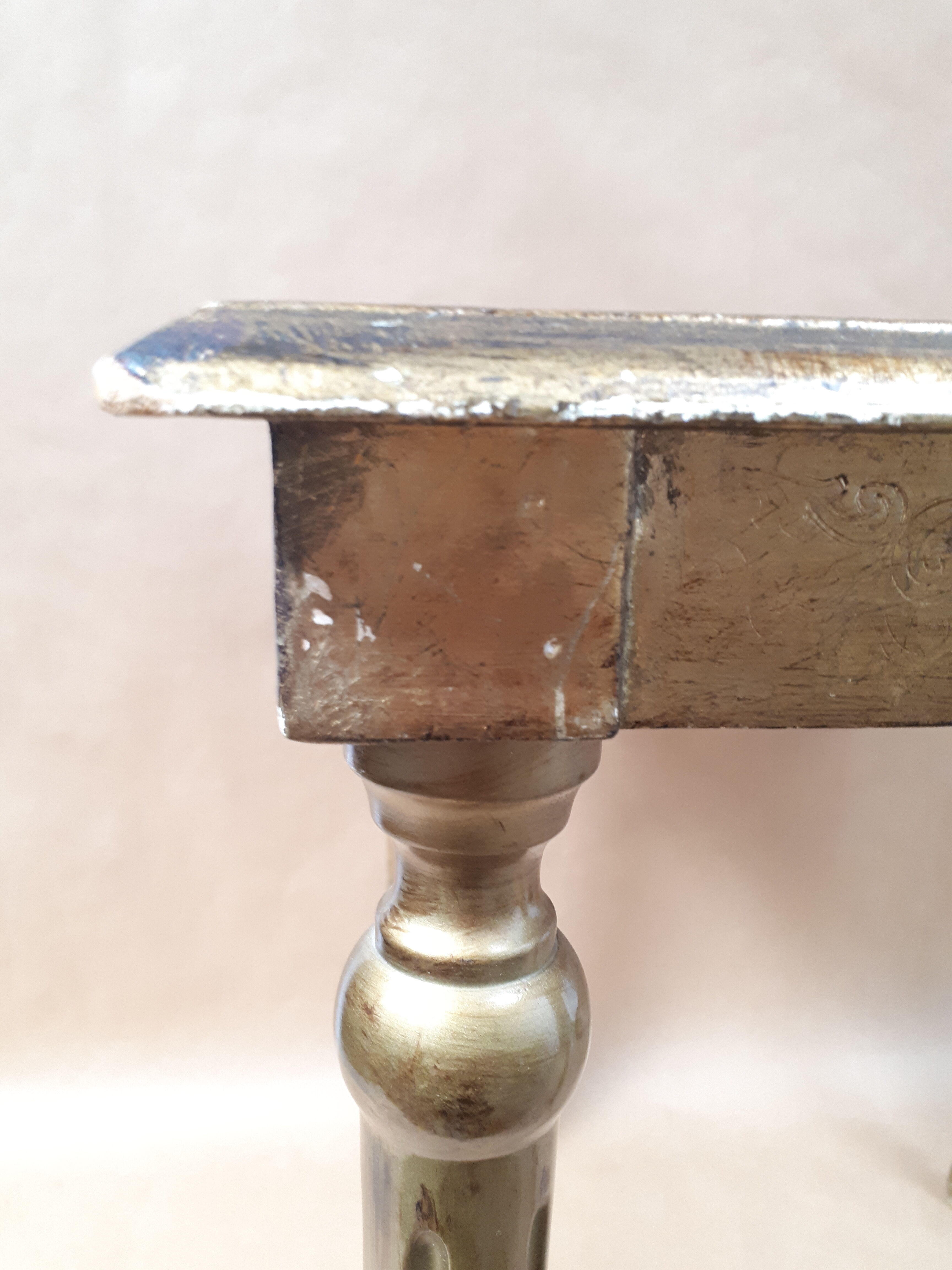 Square pedestal table gilded wood florentine style vintage 1950