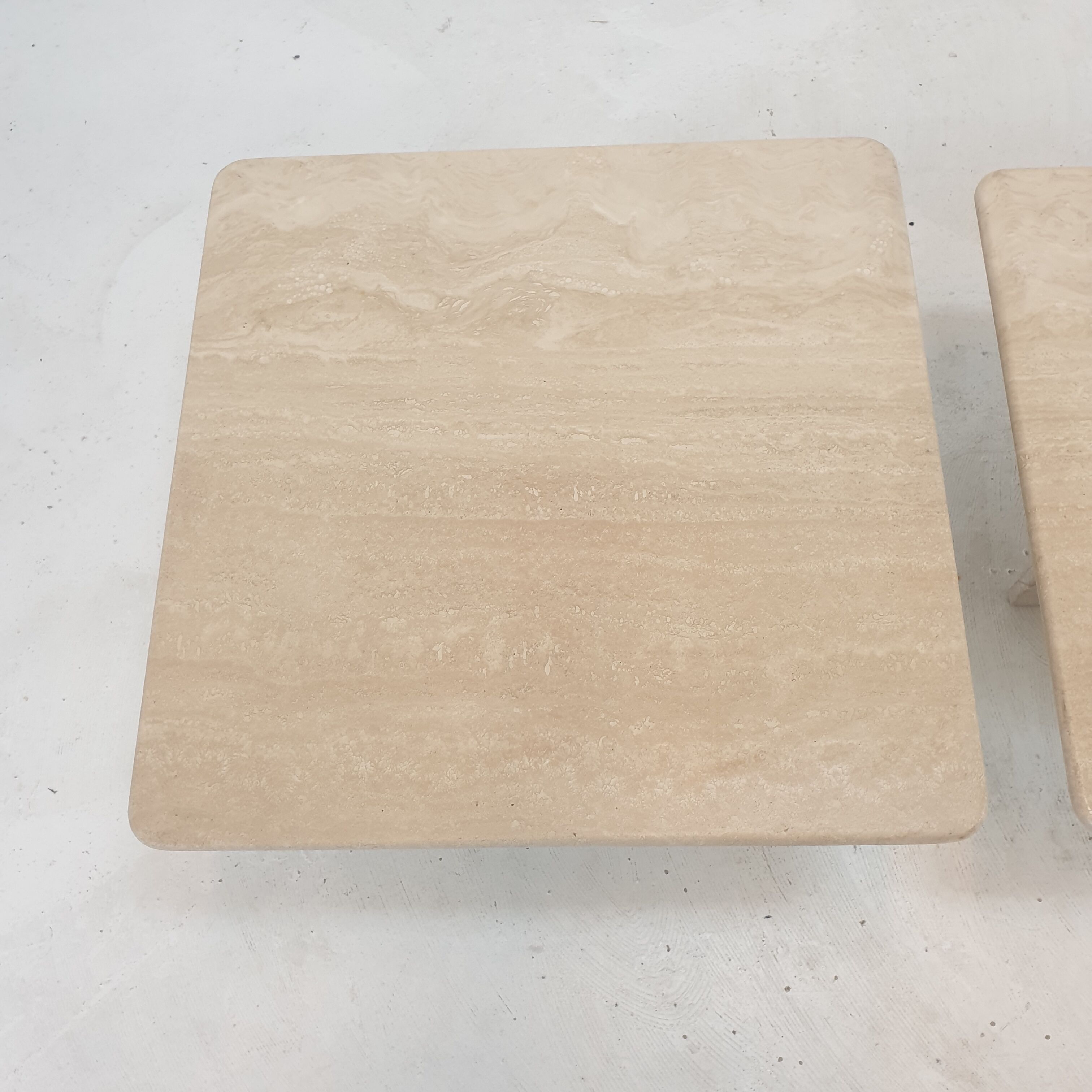 Set of 3 italian travertine coffee or side tables, 1980s