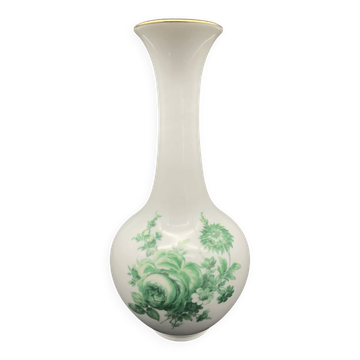 Large vase Royal Porcelain Bavaria with green flowers, 1960s.