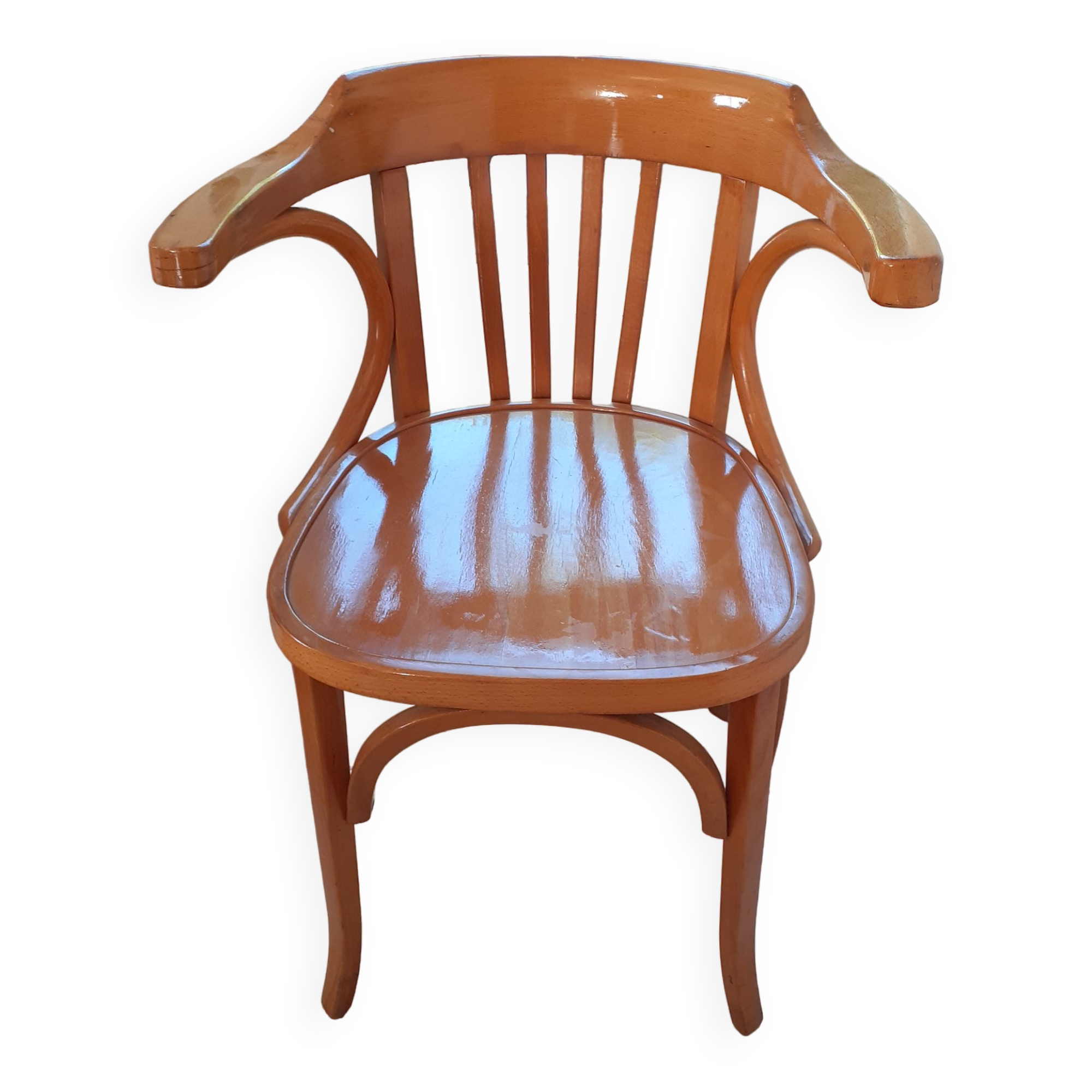 Baumann armchair in light beech. With its label.