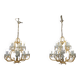 Pair of cage chandeliers with pendants