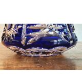 Superb orangeade jug in cobalt blue cut bohemian crystal