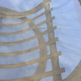 Table basse ronde en verre et rotin