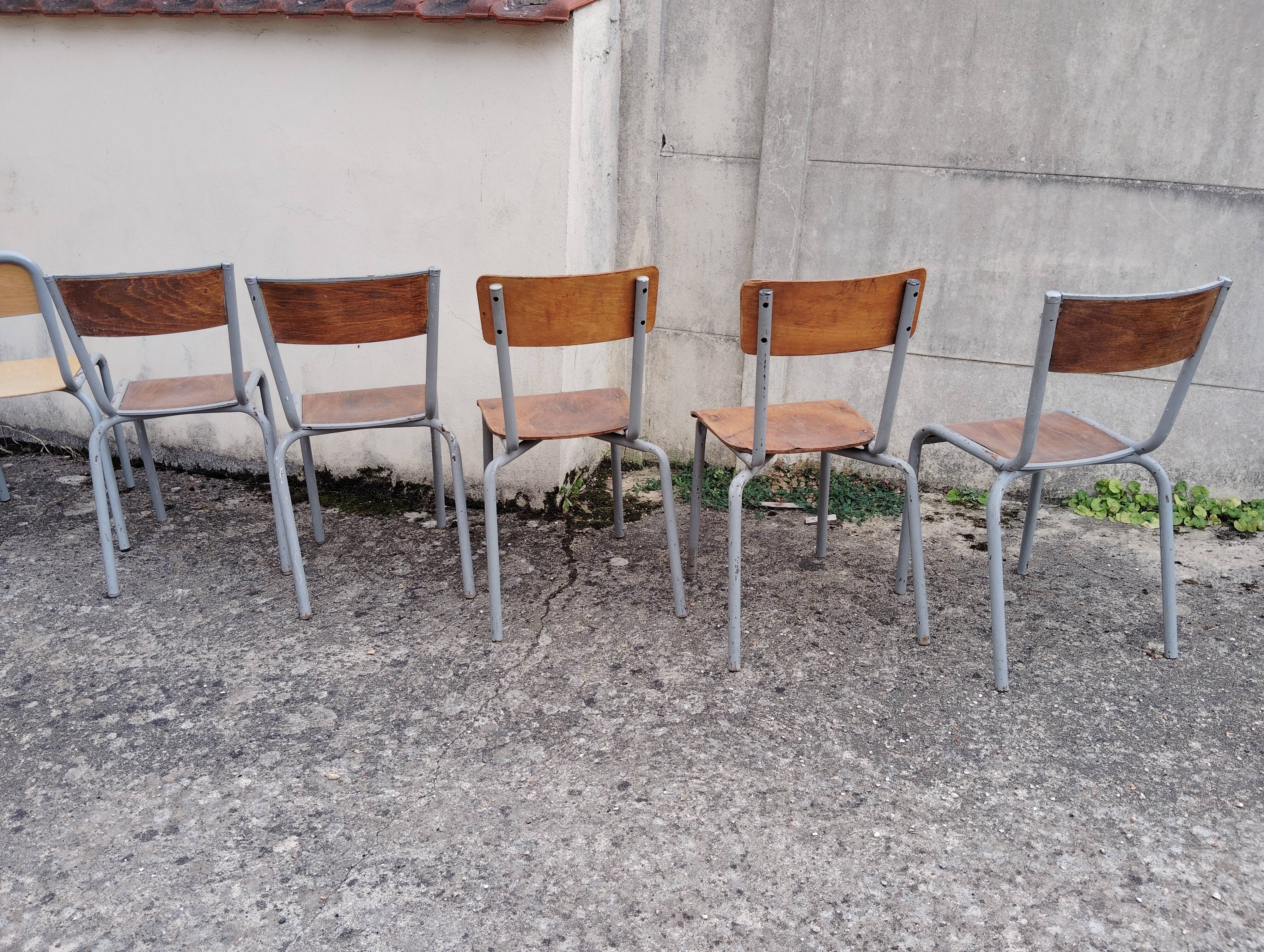 Set of 9 mismatched old school chairs
