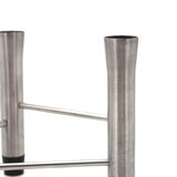 Pair of brushed steel tripod candlesticks, 1970s