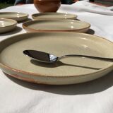 6 Plates dessert Beige sandstone red edge diameter 18cm