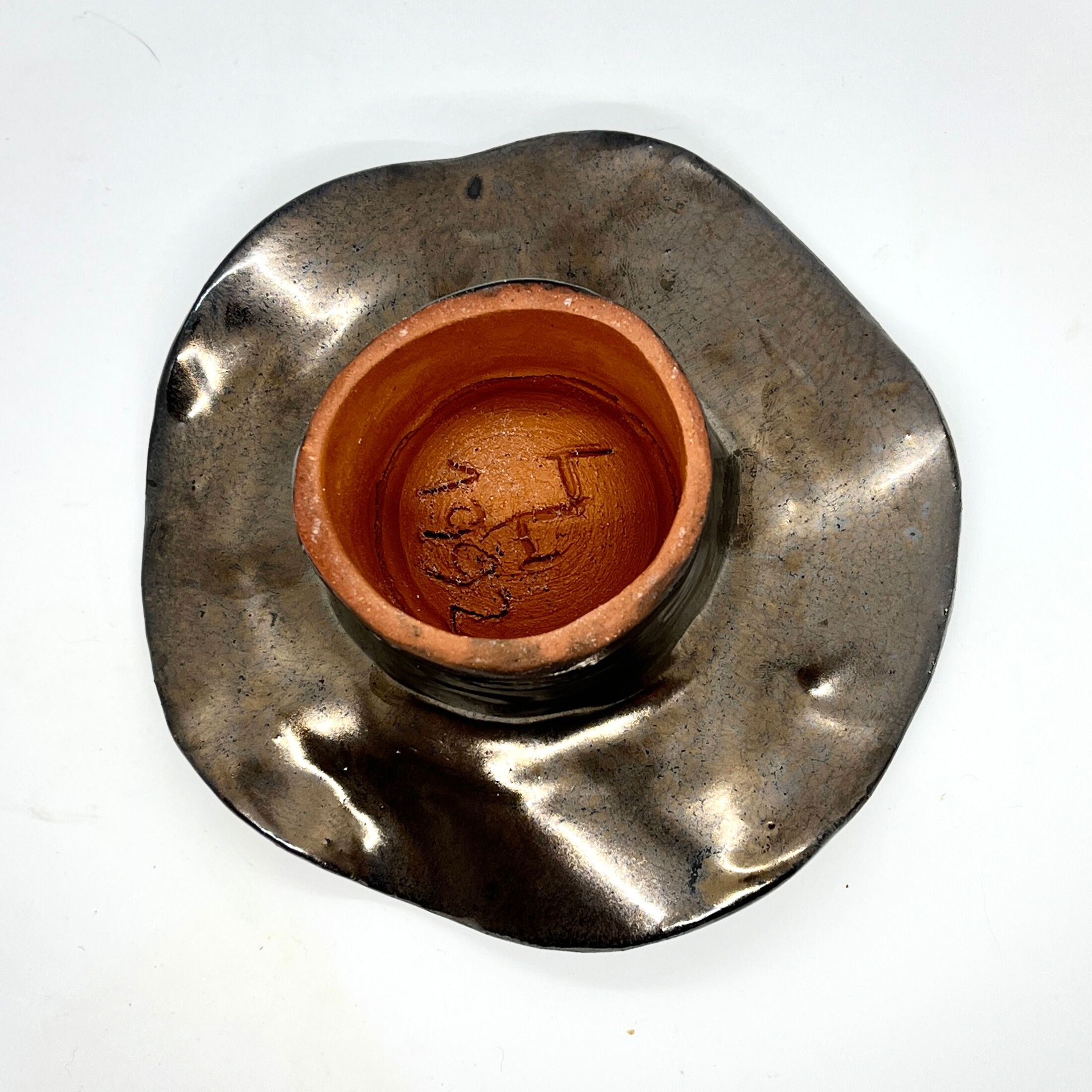 Ceramic, hand-formed candlestick, Czech Republic, 1992.