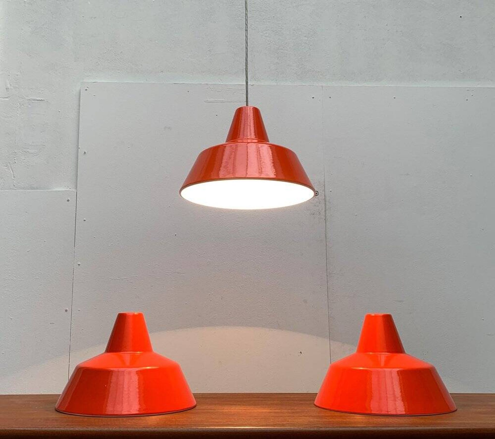 Mid-Century Danish Suspensions Emaille Amateur by Louis Poulsen, 1960s, set of 3