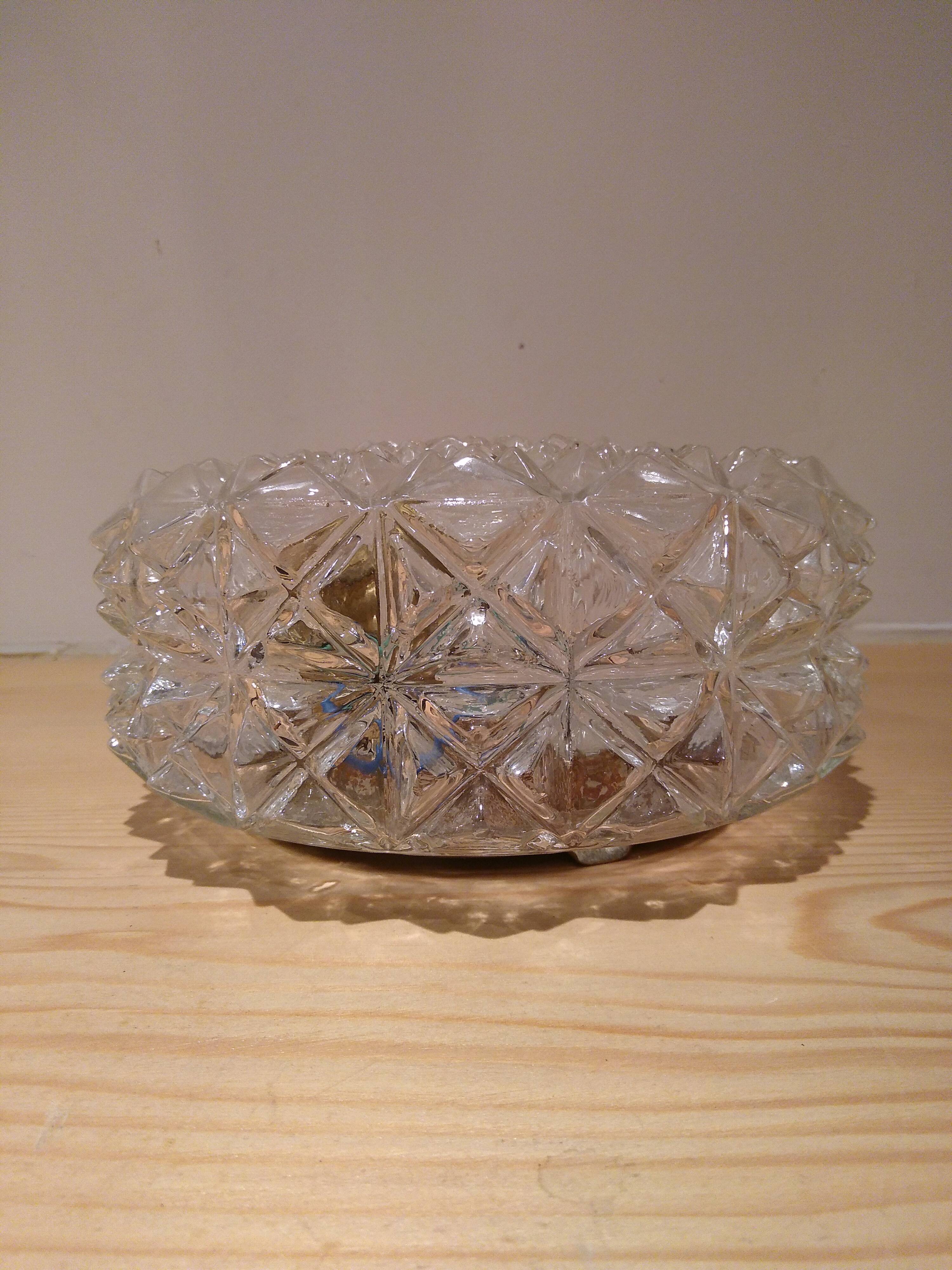 Cast glass ceiling lamp years 1960