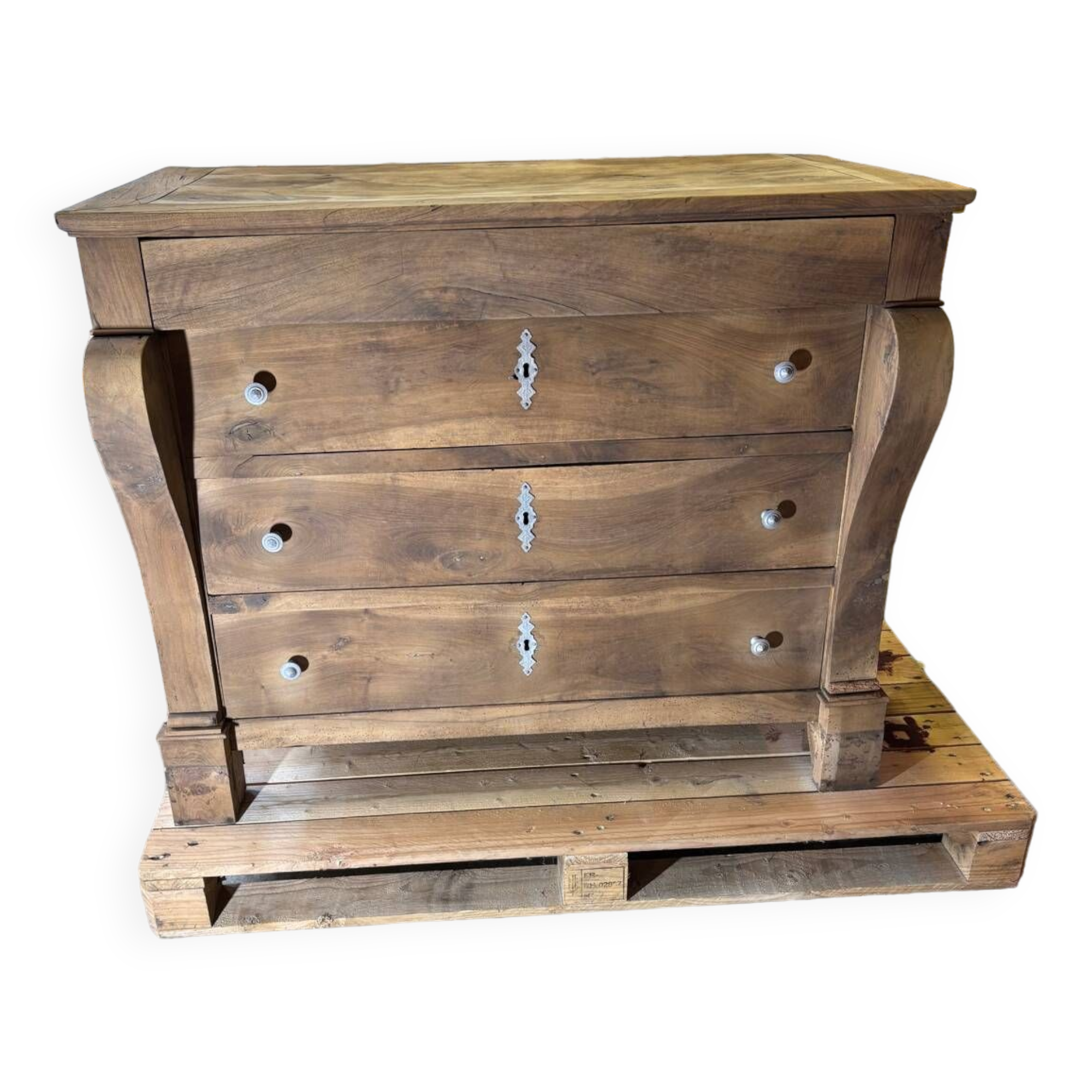 Old raw wood chest of drawers