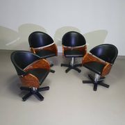 4 chaises de barbier italiennes des années 80, réglables en hauteur