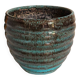 Ceramic planter with speckled enamel gadroons from the 1940s