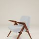 Fauteuil Lounge Vintage Bouclé Bleu Bébé Noyer Foncé, 1960