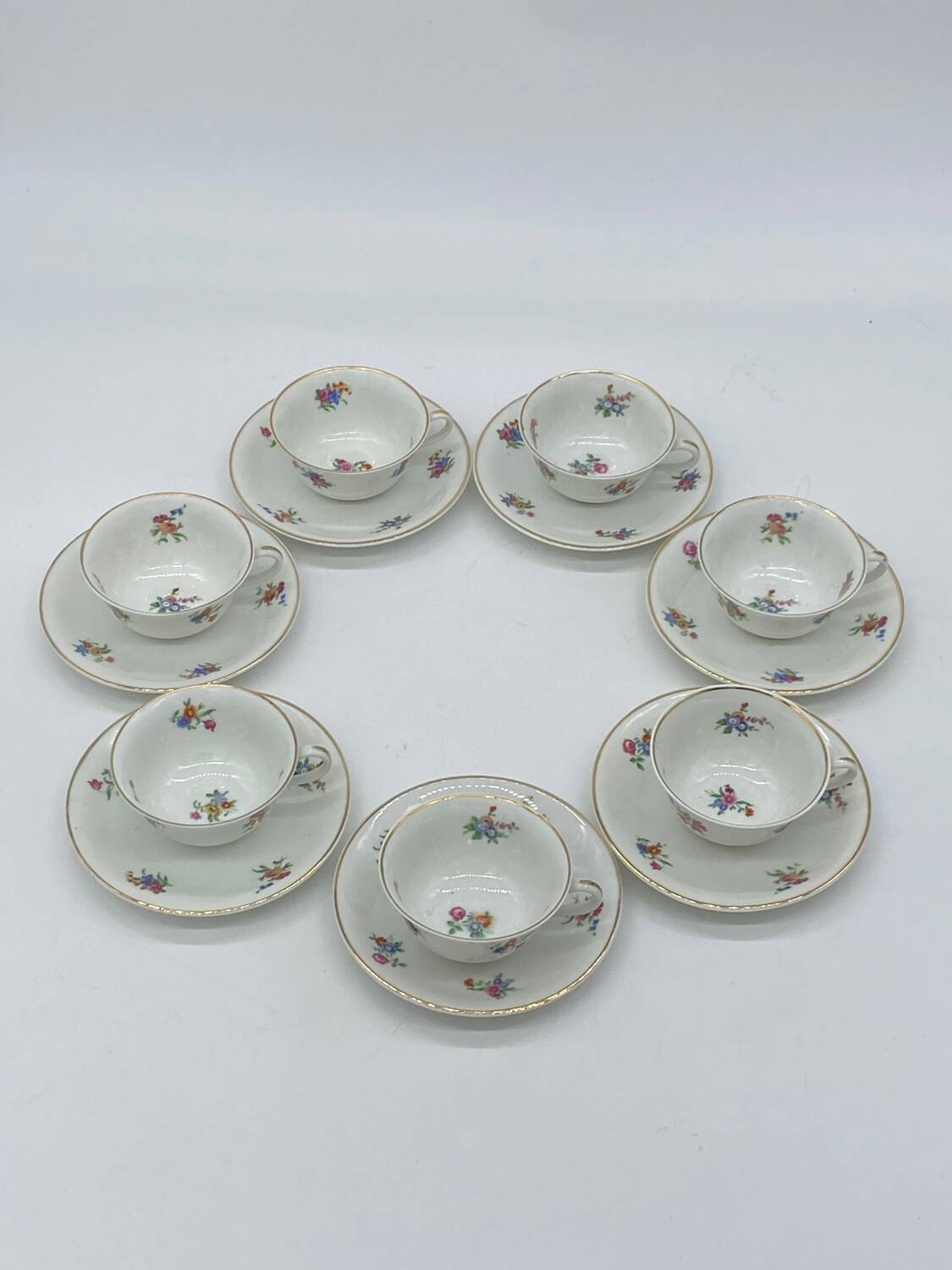 Antique Charles Ahrenfeldt porcelain service, flowers / floral / gilding