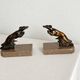 Marble and bronze metal bookends, Art Deco, greyhound, bookshelf.