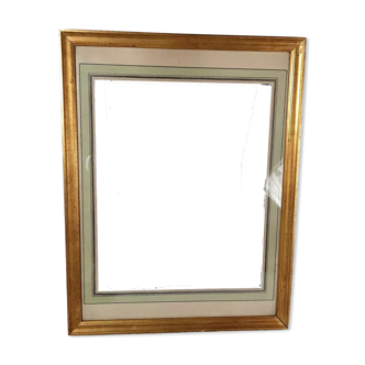 Old frame and glass gilding gold leaf 44x34 foliage 41x31 cm SB