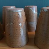 Set of 8 hand-turned stoneware cups or glasses