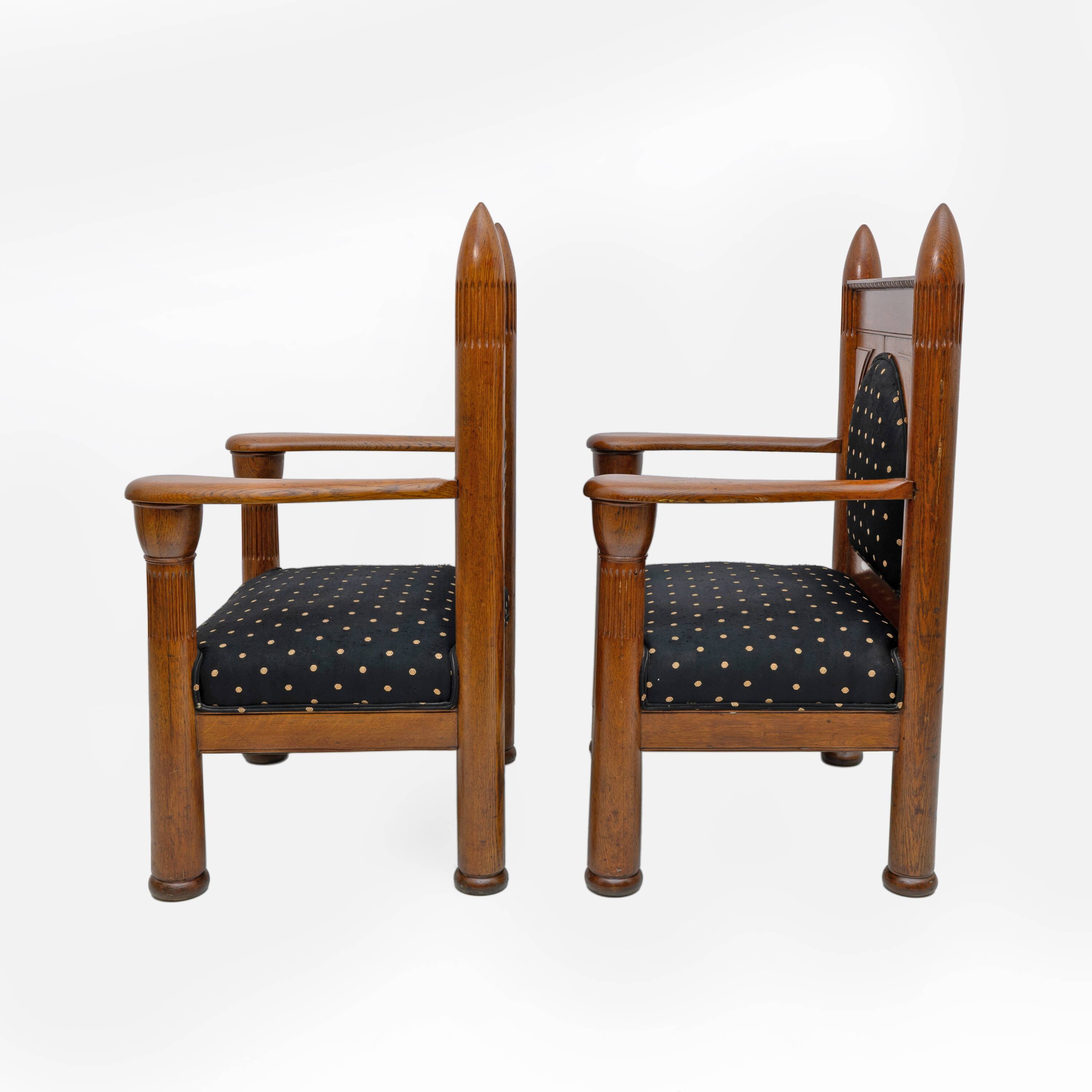 Oak Art Deco Amsterdam School Armchairs 1920s